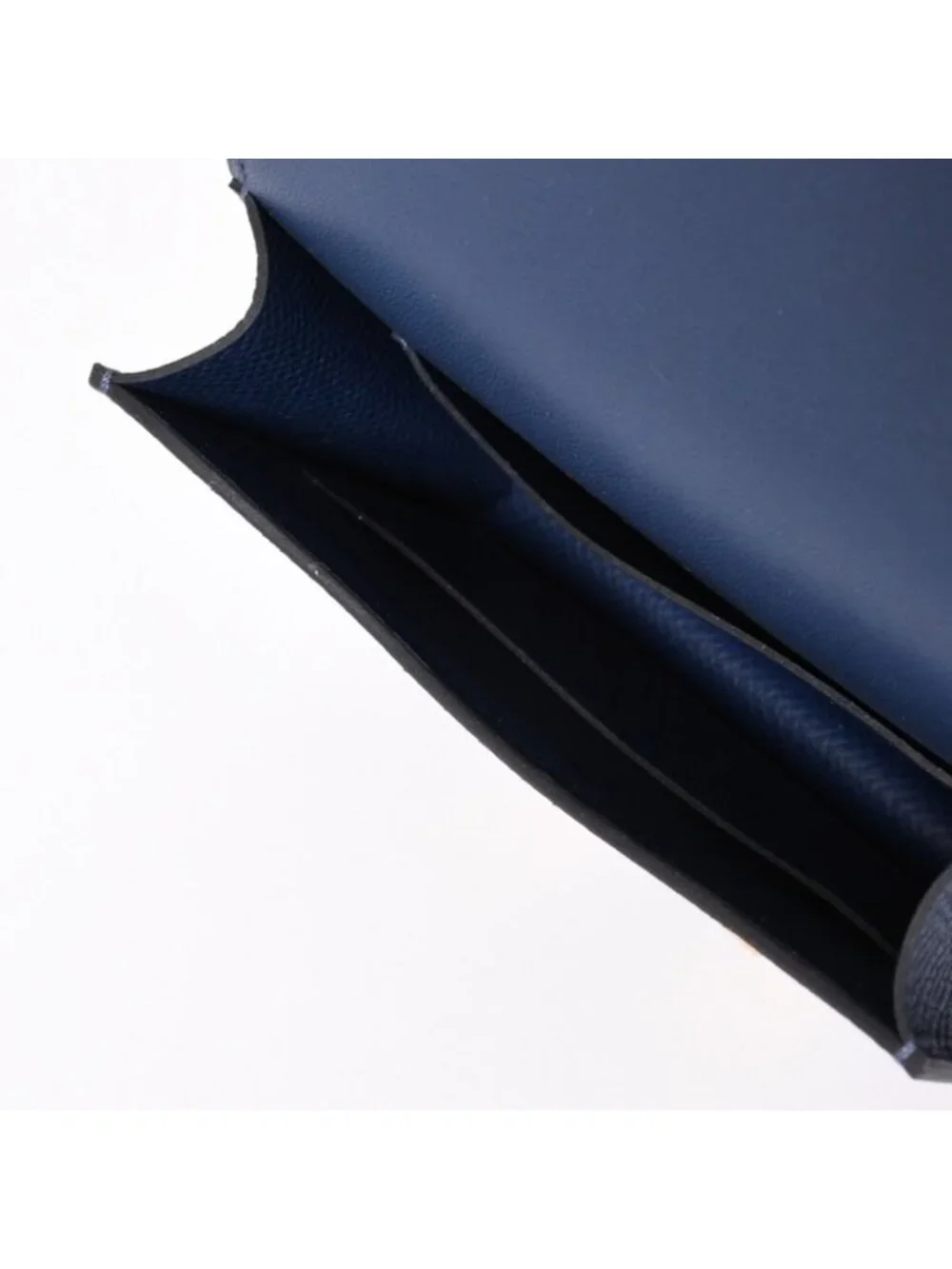 Hermes Constance Slim Bifold Wallet Veau Epsom Navy Pouch Gold